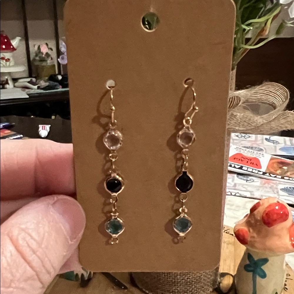 NEW Gold and Multicolor Drop Earrings